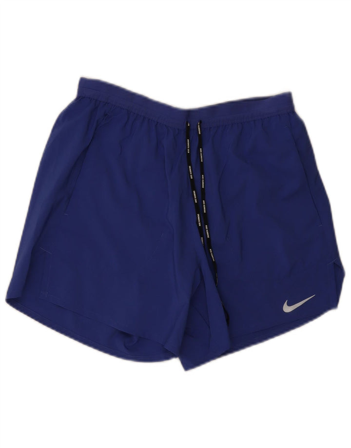 NIKE Short de sport Dri Fit pour femme UK 12 Bleu moyen Polyester