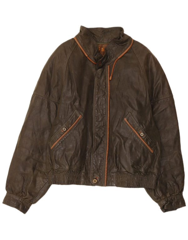 veste en simili cuir homme vintage IT 50 Grand Polyester Kaki
