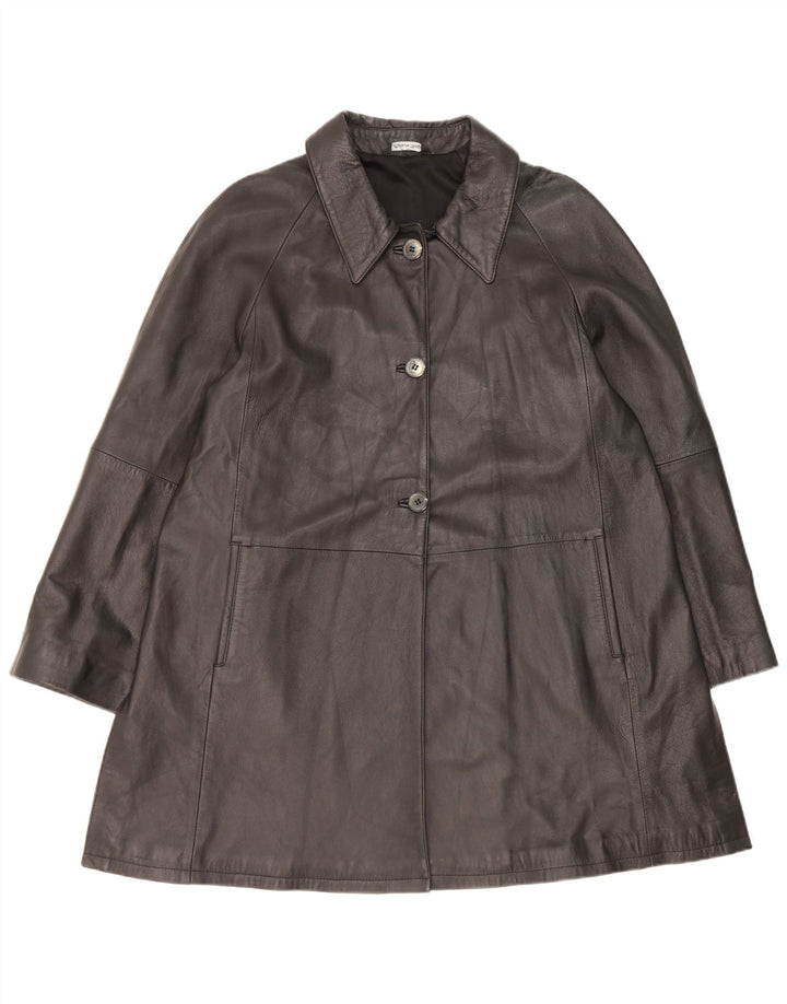 Manteau en cuir femme vintage IT 48 XL Noir