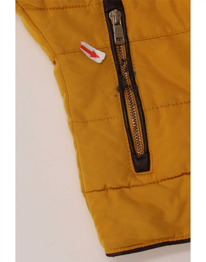 Zara Veste matelassée à capuche courte pour femme UK 10 Small Jaune Polyester