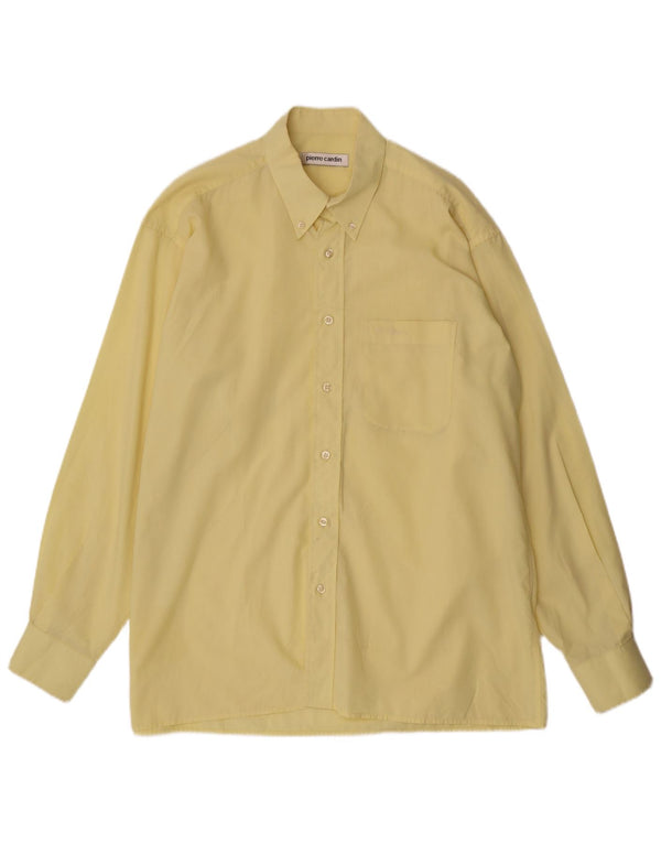 Pierre Cardin Chemise Homme Taille 42 16 1/2 Grand Polyester Jaune