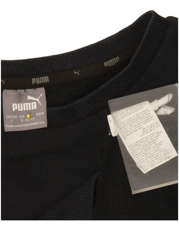 Puma Sweat-shirt graphique pour homme en coton noir Taille L
