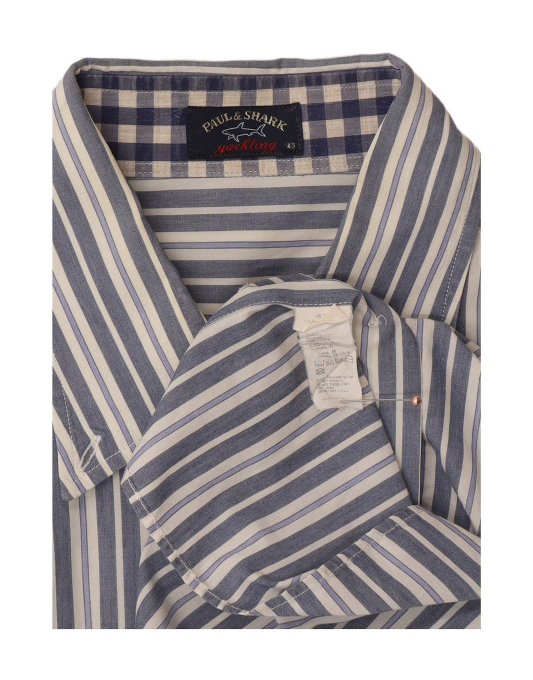 Paul & Shark Chemise Homme Taille 43 Grand Coton Rayé Bleu