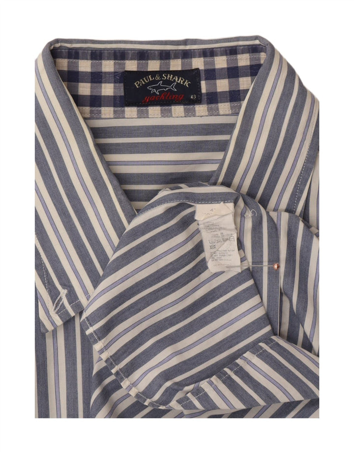 Paul & Shark Chemise Homme Taille 43 Grand Coton Rayé Bleu