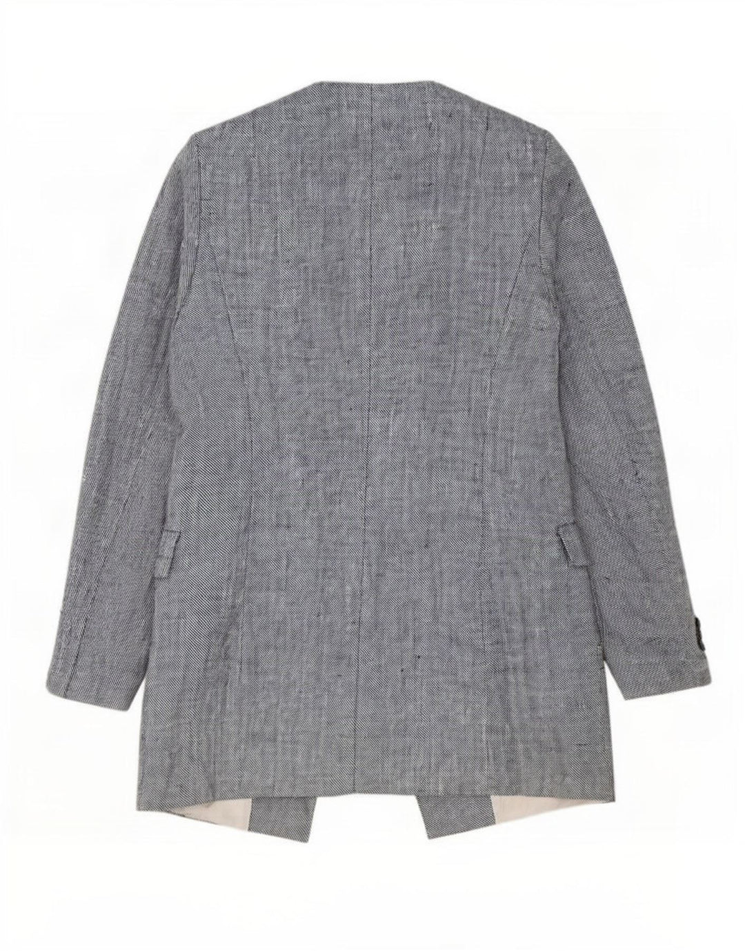 Zara Womens Longline Open Blazer Jacket UK 12 Lin bleu moyen