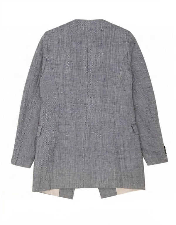 Zara Womens Longline Open Blazer Jacket UK 12 Lin bleu moyen