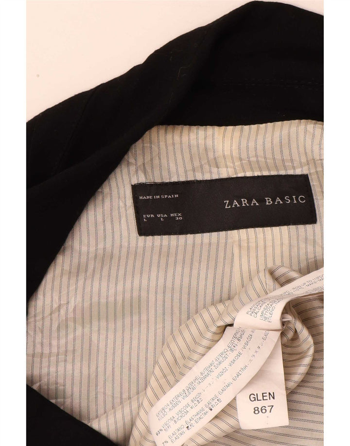 Zara Veste Blazer 1 Bouton Femme UK 16 Large Noir Viscose