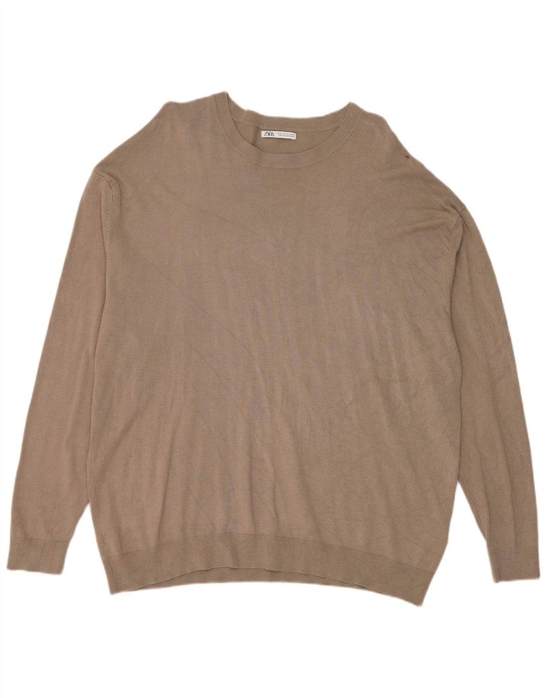 Zara Pull ras du cou pour homme XL Gris Viscose