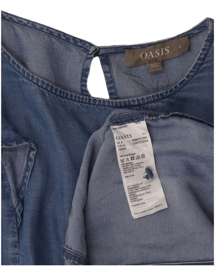 Oasis Robe en jean pour femme UK 8 Small Bleu Lyocell