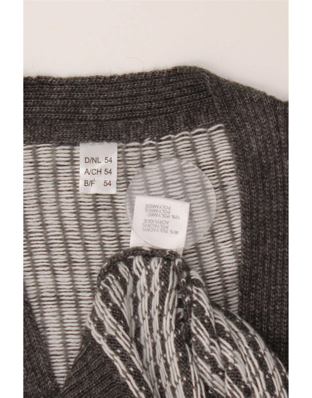 vintage Mens Cardigan Sweater IT 54 XL Gris Rayé Polyacrylique