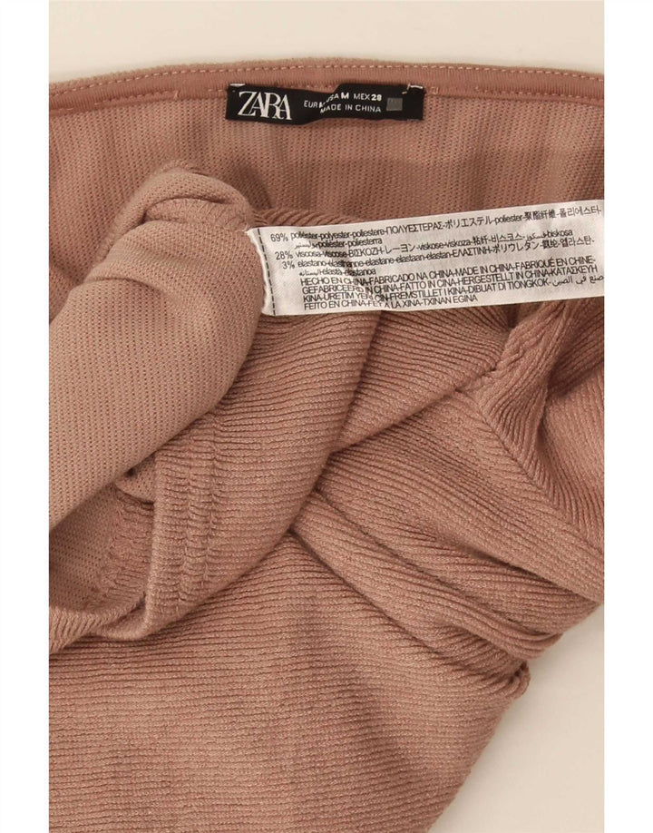 Zara Femme Crop Top Manches Longues UK 12 Marron Moyen Polyester