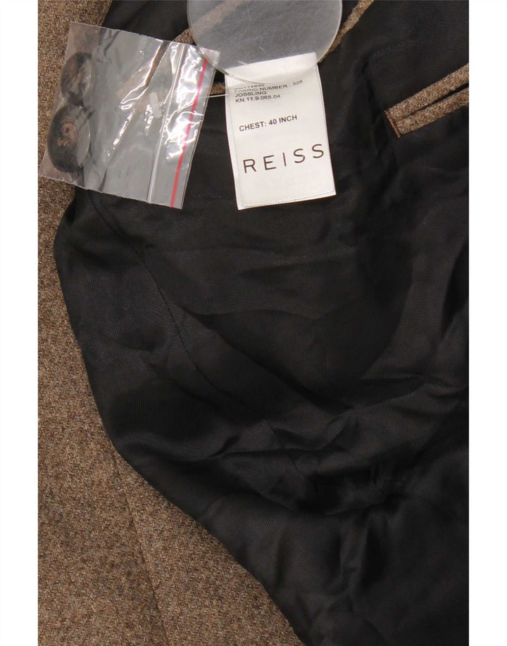 Reiss Veste blazer à 4 boutons pour homme UK 40 Large Marron Laine