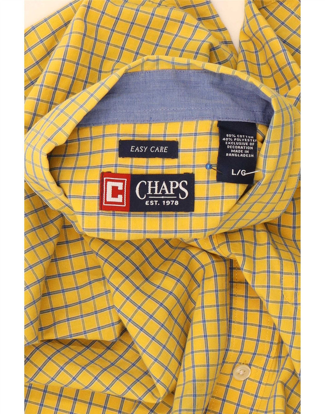 Chaps Chemise Homme Large Vichy Jaune Coton