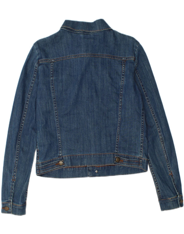 Jigsaw Veste en jean courte pour femme UK 10 Petit coton bleu