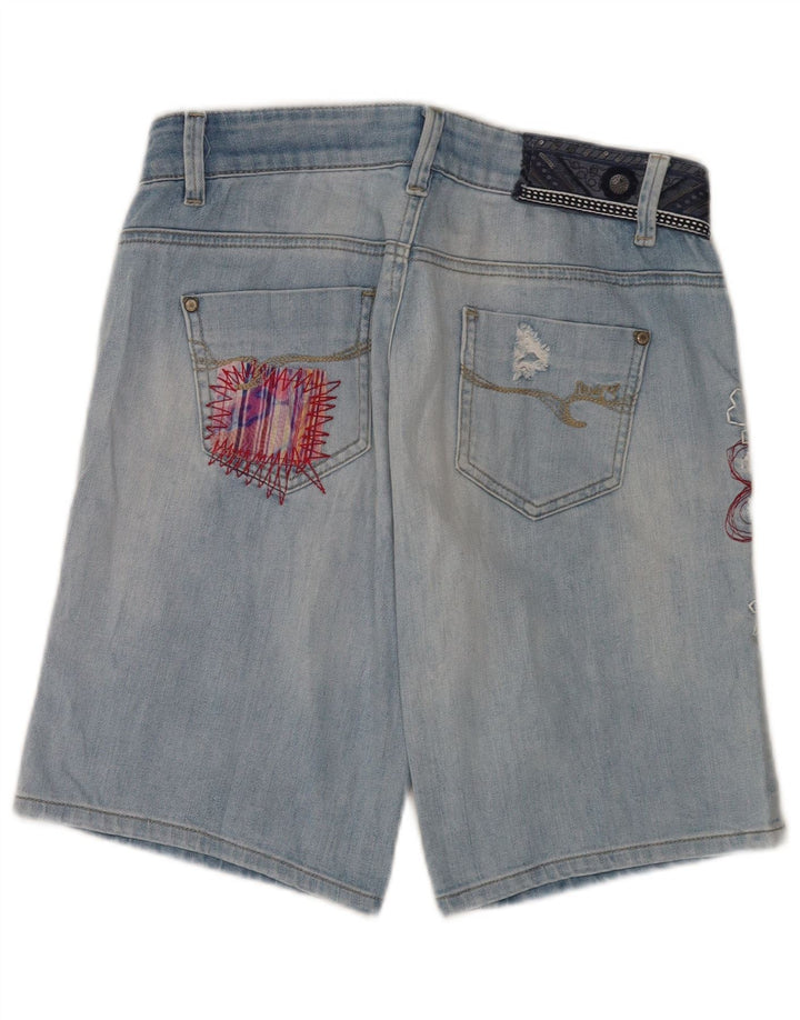 Desigual Short en jean effet vieilli graphique W28 bleu moyen floral pour femme