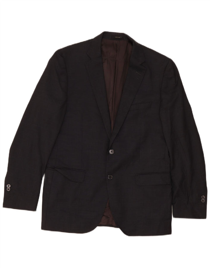 Massimo Dutti Veste Blazer 2 Boutons Homme EU 52 Grande Laine Noire