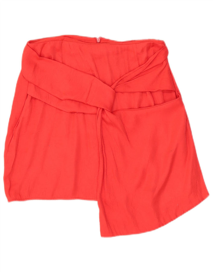 Zara Femme Mini Jupe Asymétrique Medium W28 Rouge Viscose