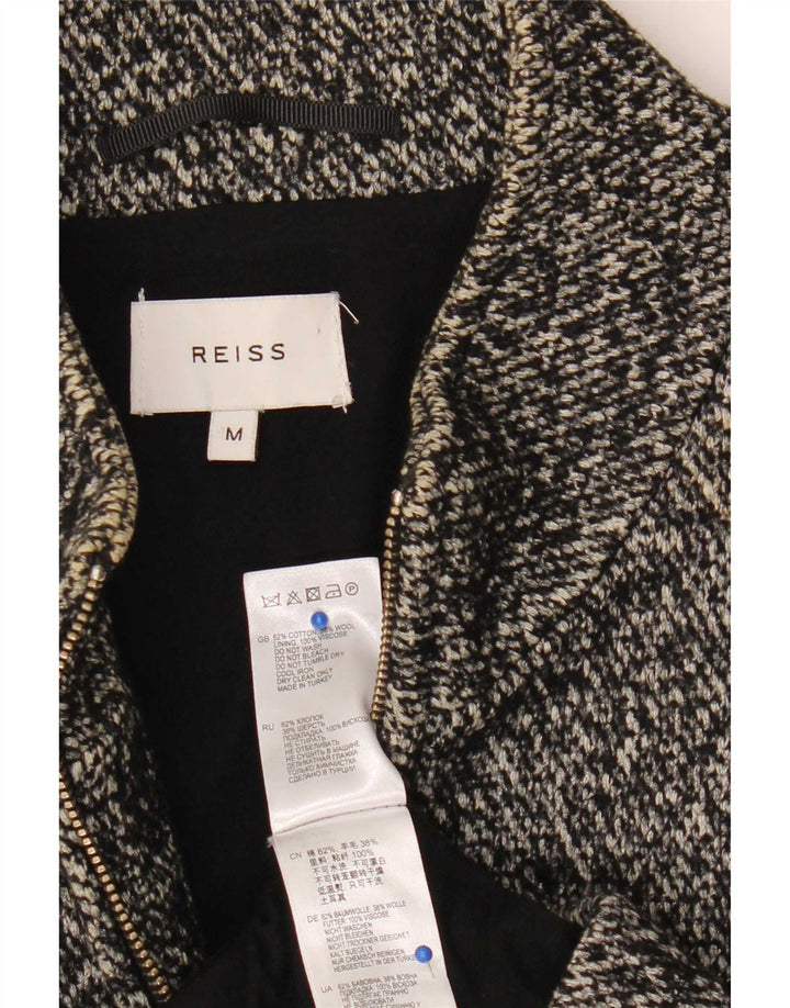 Reiss Mens Bomber Jacket UK 38 Medium Grey Flecked Cotton