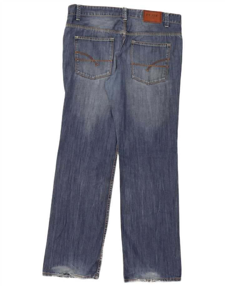 Fcuk Jean droit coupe régulière pour homme W36 L34 bleu