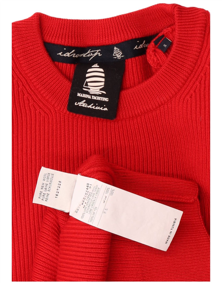 Marina Yachting Pull à col rond pour homme Petite laine vierge rouge