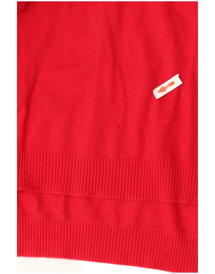 vintage Femmes Oversize Boat Neck Jumper Pull UK 10 Petit Rouge