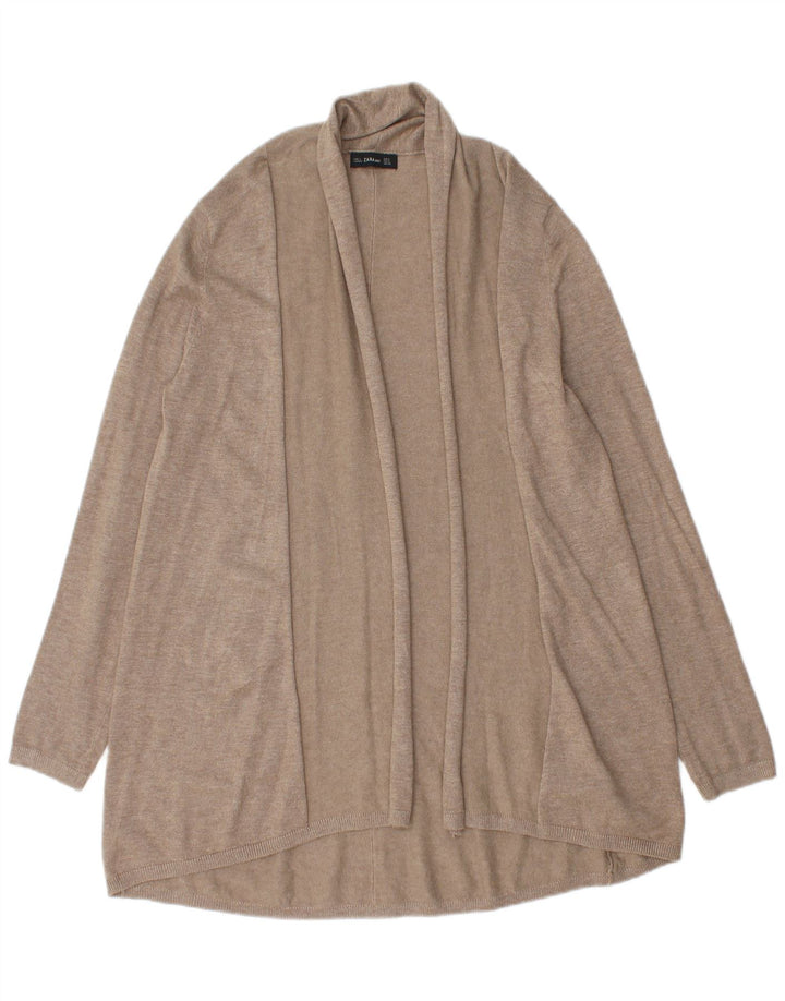 Zara Cardigan ouvert long pour femme UK 12 Viscose beige moyen