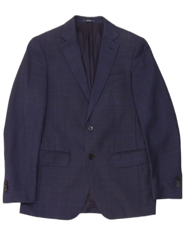 BOGGI Veste Blazer Milano 2 Boutons Homme IT 44 XS Bleu Marine à Carreaux Laine