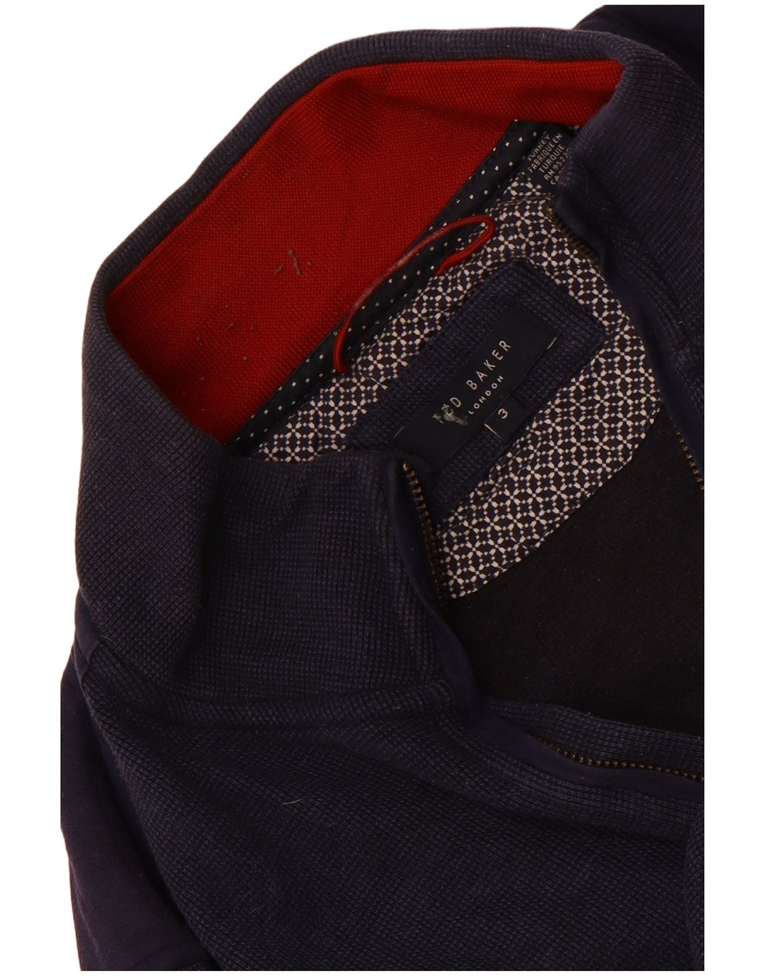 Ted Baker Sweat-shirt à col zippé pour homme Taille 3 Bleu marine moyen