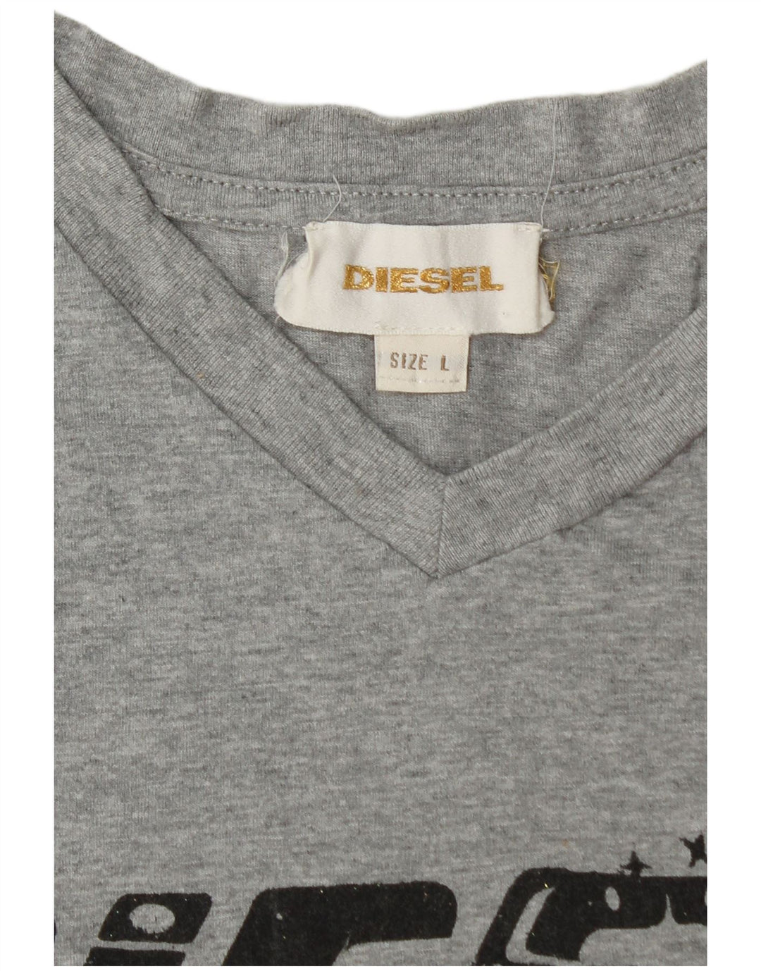 DIESEL T-shirt graphique pour femme UK 14 Large Gris