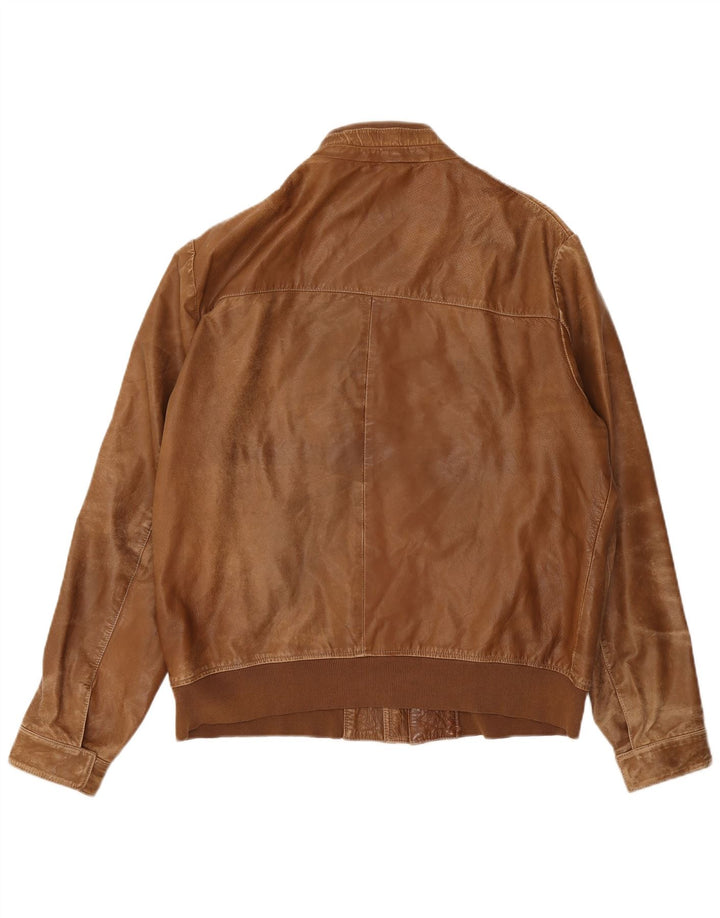 Trussardi Jeans Veste en cuir pour homme UK 38 Cuir marron moyen