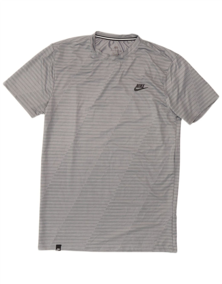 Nike T-shirt coupe athlétique pour homme en polyester à fines rayures gris moyen