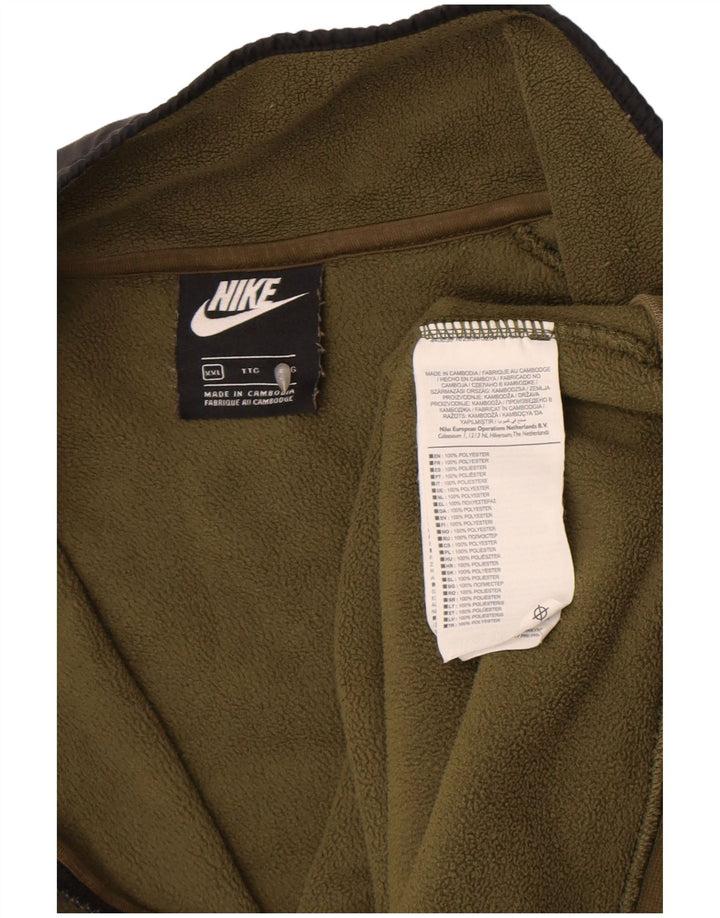 Nike Pull polaire à col zippé pour homme 2XL Kaki Colorblock Polyester