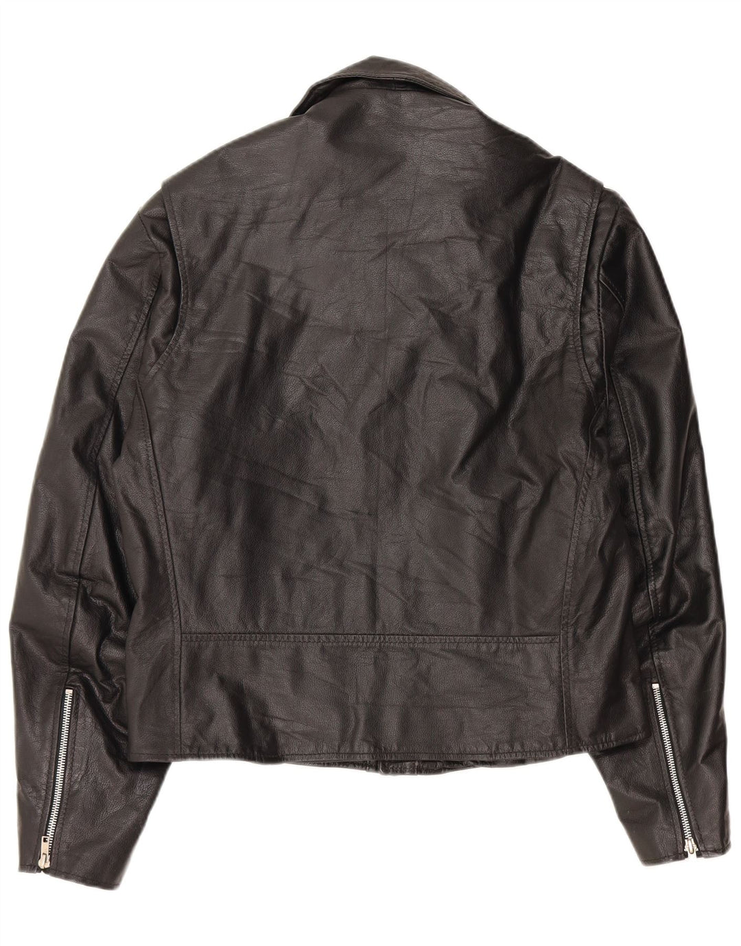 VINTAGE Femme Veste de motard en cuir surdimensionné UK 10 Petit cuir noir