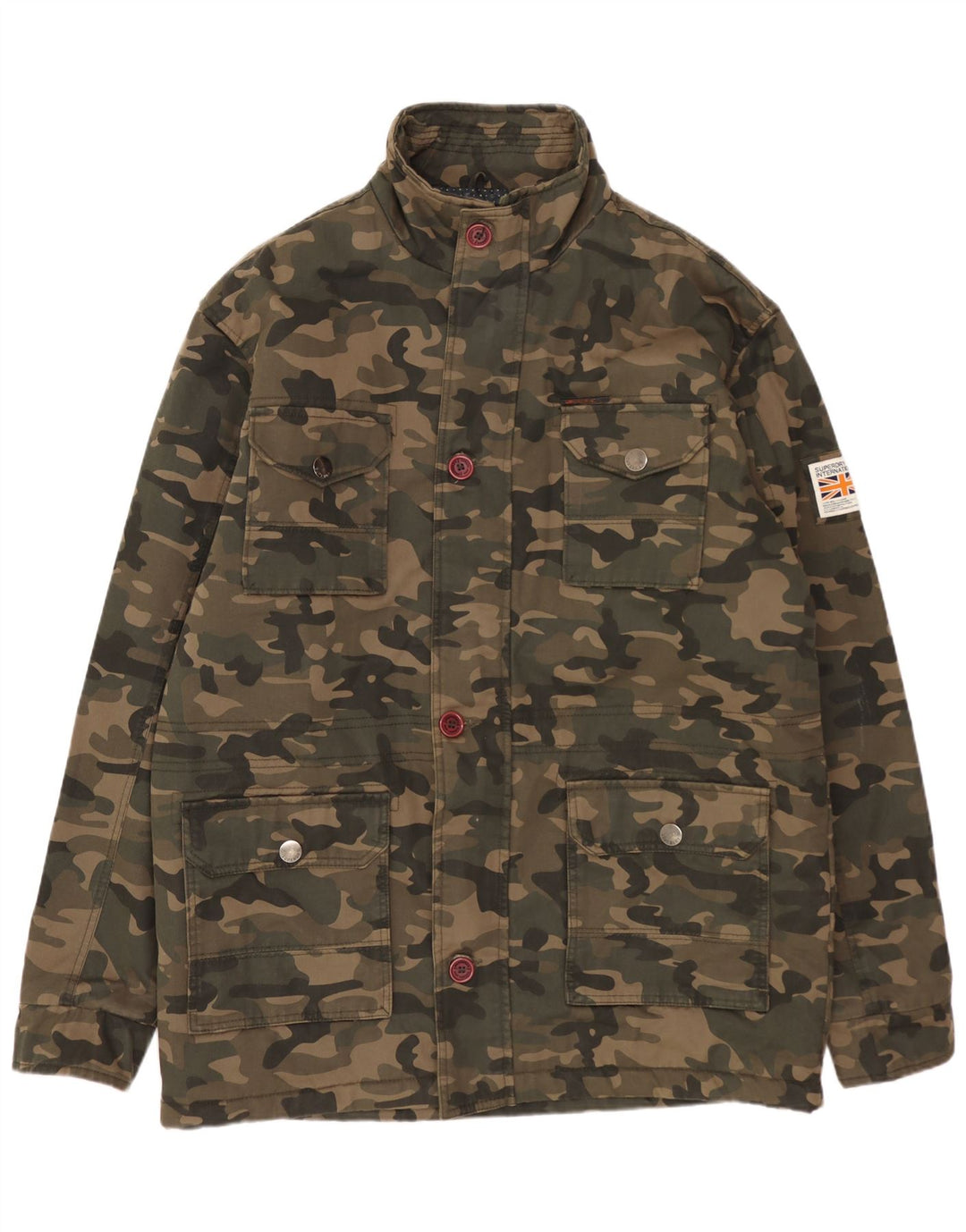 SUPERDRY Veste Utilitaire Homme UK 44 2XL Kaki Camouflage Nylon
