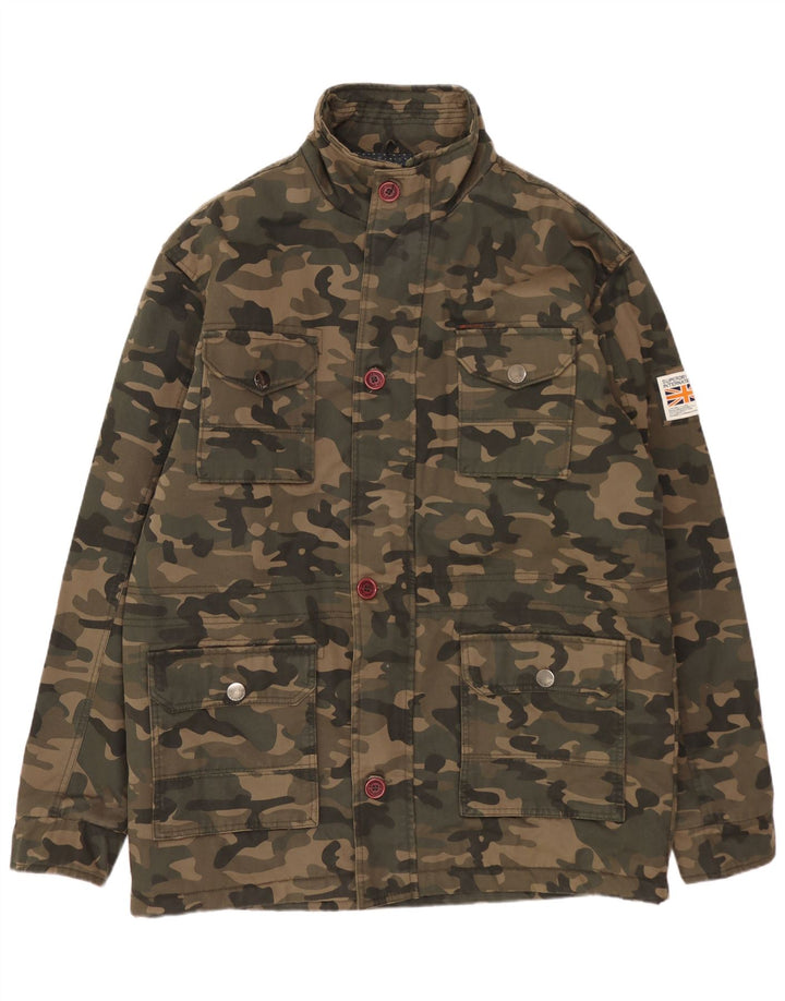 SUPERDRY Veste Utilitaire Homme UK 44 2XL Kaki Camouflage Nylon