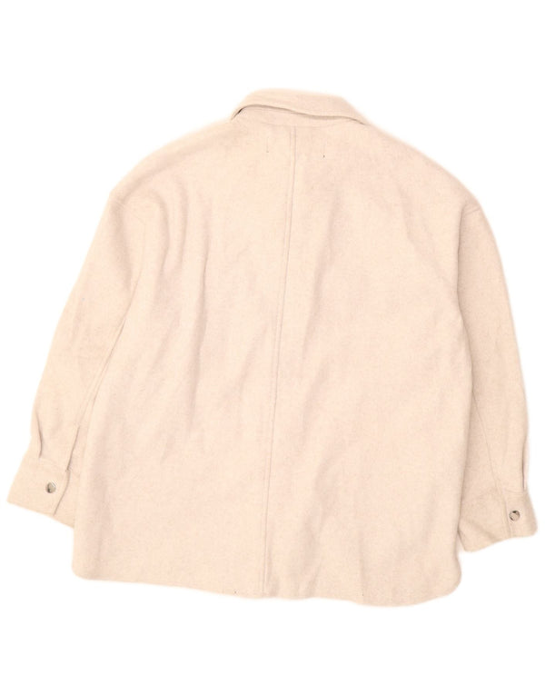 Zara Womens Overshirt Oversized Shirt UK 10 Small Off White Polyester