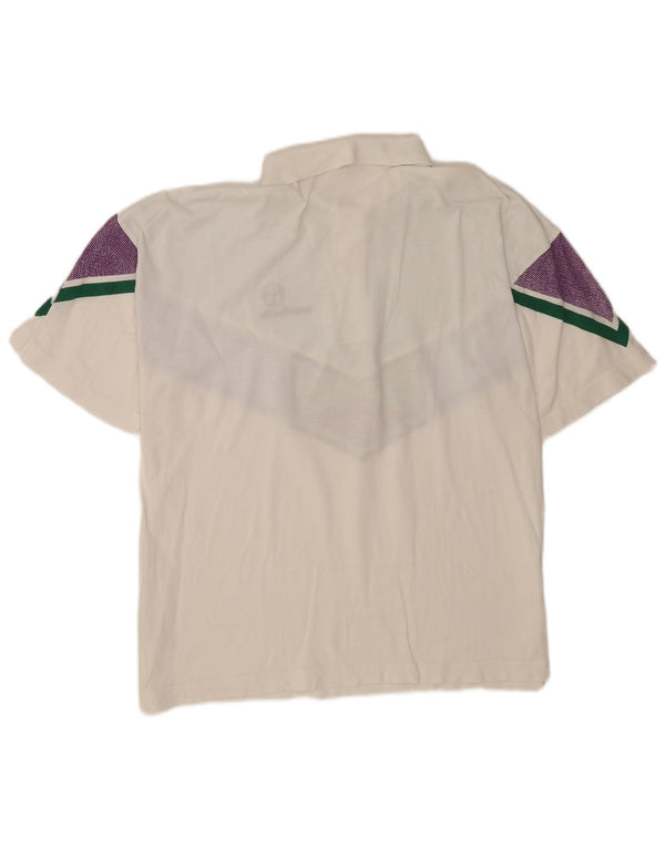 Sergio Tacchini Polo Homme Blanc Moyen Colorblock Coton Sport
