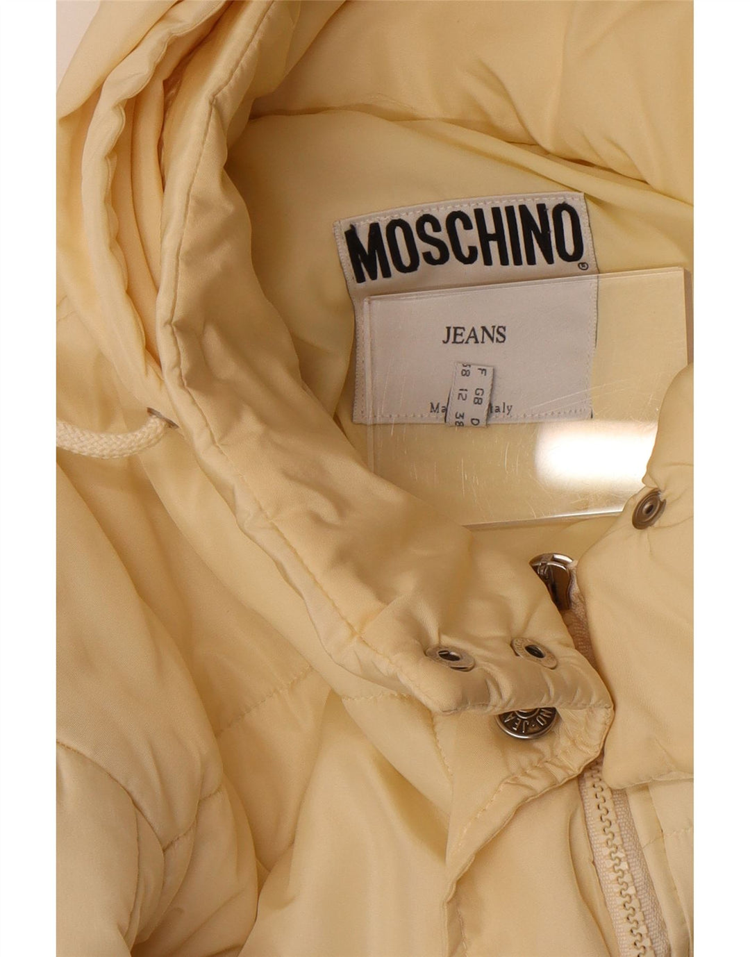 Moschino Manteau rembourré à capuche pour femme UK 12 Medium Off White Polyester