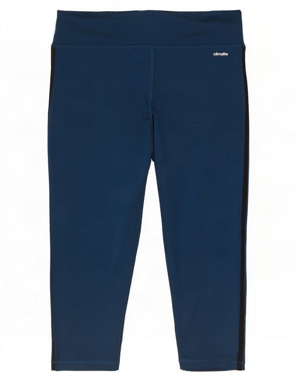 Adidas Womens Capri Leggings UK 12/14 Medium Blue Polyester