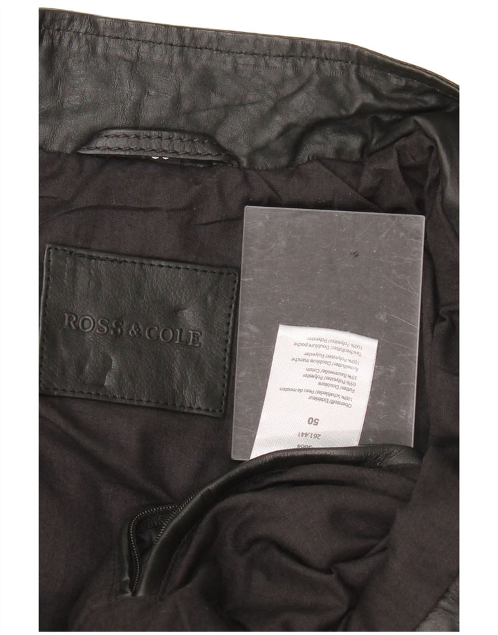 VINTAGE Mens Leather Jacket IT 50 Large Black Leather