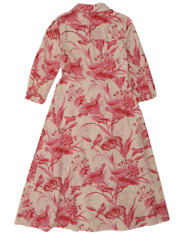 Zara Robe chemise à manches 3/4 pour femme UK 12 Medium Blanc Floral