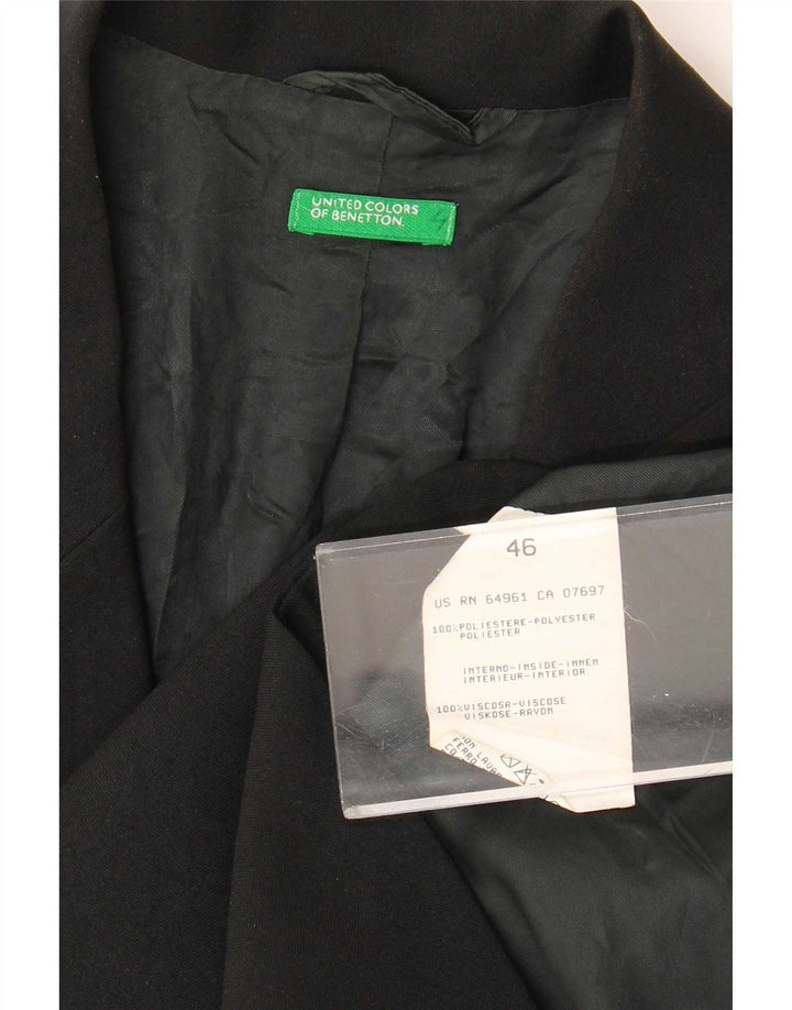 Benetton Veste Blazer 3 Boutons Femme IT 46 Large Noir Polyester