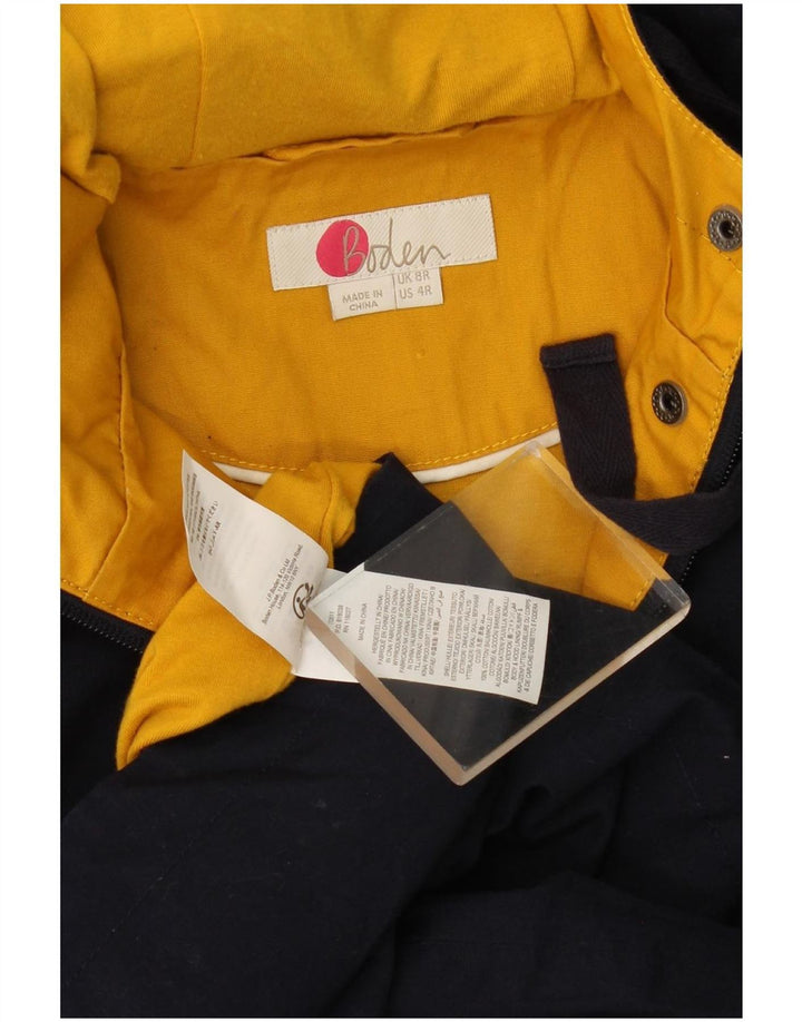 Parka à capuche Boden pour femme UK 8 Small Bleu marine Colourblock Polyester