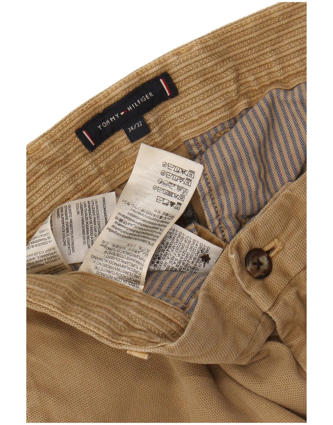 TOMMY HILFIGER Pantalon Chino Slim Homme W34 L28 Coton Beige