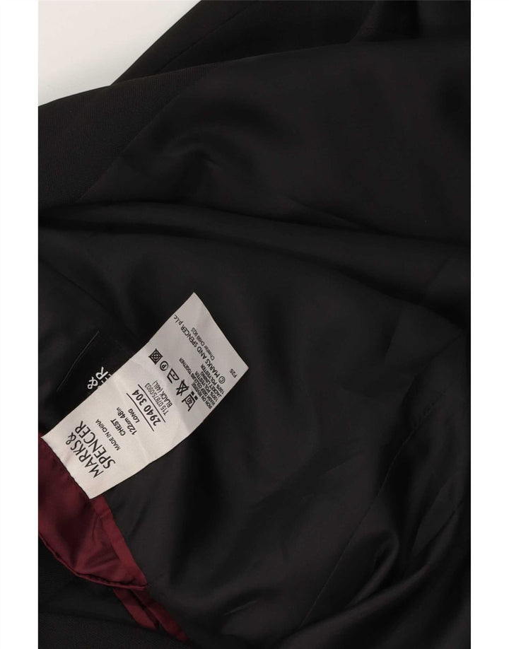 Marks & Spencer Veste blazer à 3 boutons pour homme UK 48 2XL Noir Polyester