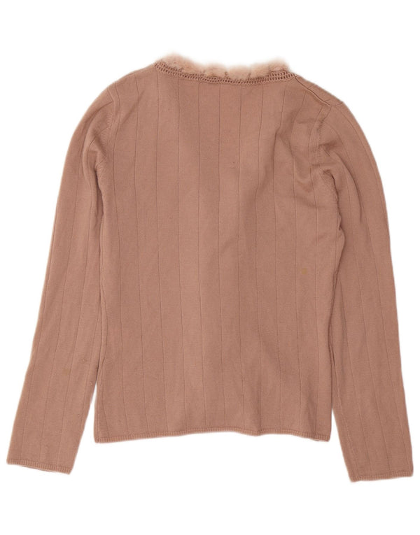 Roberto Cavalli Pull Cardigan pour Femme UK 12 Marron Moyen Mohair