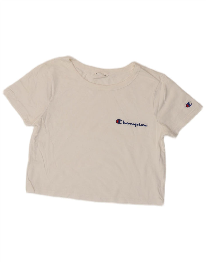 CHAMPION T-shirt oversize Heritage Crop pour femme UK 6 XS Blanc