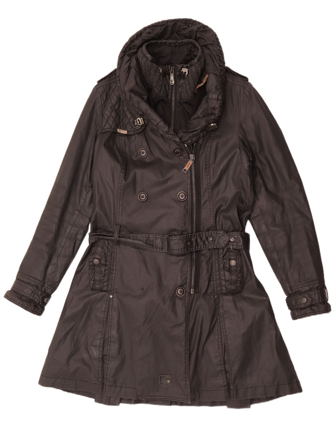 KHUJO Trench-Coat Femme UK 18 XL Noir Polyester