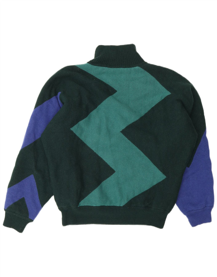 Gianni Versace Pull à col roulé pour homme Vert moyen Colourblock