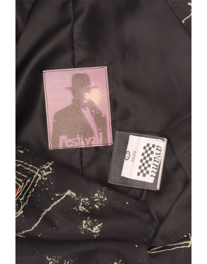 C&A Gilet Homme EU 52/54 Grand Noir Géométrique Polyester